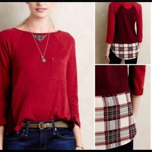 Anthropologie Little Yellow Button "Backstory" Tee Small